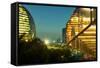 Night Capture of Ultra Modern Architecture in Jianggan-Andreas Brandl-Framed Stretched Canvas