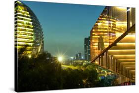 Night Capture of Ultra Modern Architecture in Jianggan-Andreas Brandl-Stretched Canvas