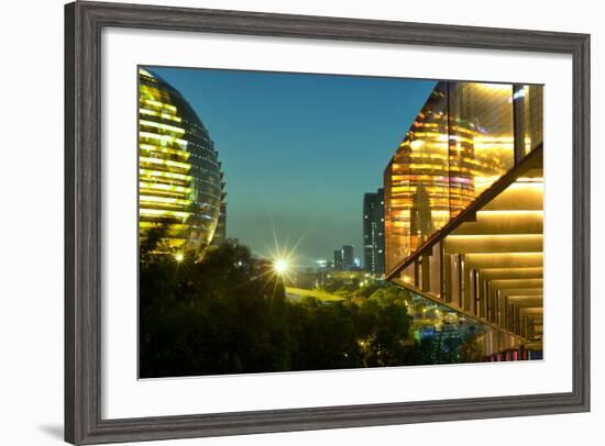 Night Capture of Ultra Modern Architecture in Jianggan-Andreas Brandl-Framed Photographic Print