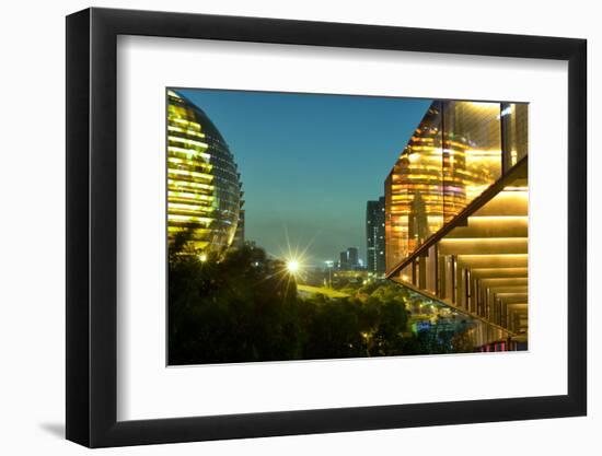 Night Capture of Ultra Modern Architecture in Jianggan-Andreas Brandl-Framed Photographic Print