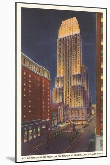 Night, Carew Tower, Cincinnati, Ohio-null-Mounted Art Print