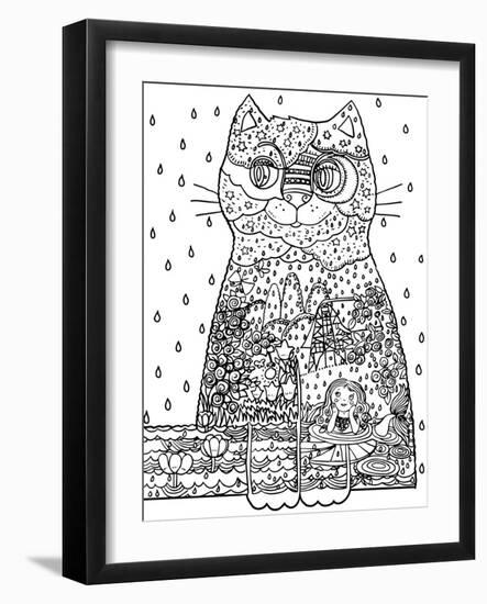 Night Cat 3 Line Art-Oxana Zaika-Framed Giclee Print