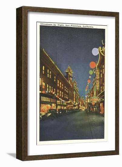 Night, Chinatown, San Francisco, California-null-Framed Art Print