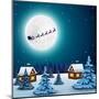 Night Christmas Forest Landscape. Santa Claus Flies Reindeer In-Paola Crash-Mounted Art Print