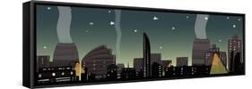 Night City Landscape Cartoon. Big City Scene at Night.-Popmarleo-Framed Stretched Canvas