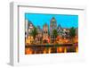 Night City View of Amsterdam Canal Herengracht-kavalenkava volha-Framed Photographic Print