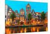 Night City View of Amsterdam Canal Herengracht-kavalenkava volha-Mounted Photographic Print