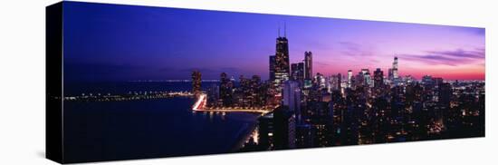 Night, Cityscape, Chicago, Illinois, USA-null-Stretched Canvas