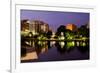 Night Cityscape Scene of Downtown Huntsville, Alabama, from Big Spring Park after Sunset-Rob Hainer-Framed Photographic Print