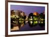 Night Cityscape Scene of Downtown Huntsville, Alabama, from Big Spring Park after Sunset-Rob Hainer-Framed Photographic Print