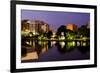 Night Cityscape Scene of Downtown Huntsville, Alabama, from Big Spring Park after Sunset-Rob Hainer-Framed Photographic Print