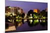 Night Cityscape Scene of Downtown Huntsville, Alabama, from Big Spring Park after Sunset-Rob Hainer-Mounted Photographic Print