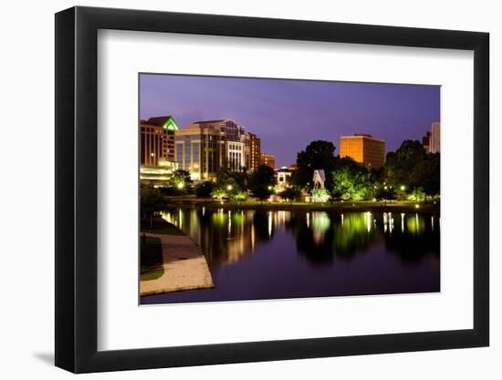 Night Cityscape Scene of Downtown Huntsville, Alabama, from Big Spring Park after Sunset-Rob Hainer-Framed Photographic Print