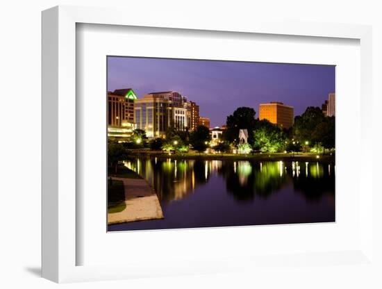 Night Cityscape Scene of Downtown Huntsville, Alabama, from Big Spring Park after Sunset-Rob Hainer-Framed Photographic Print