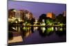 Night Cityscape Scene of Downtown Huntsville, Alabama, from Big Spring Park after Sunset-Rob Hainer-Mounted Photographic Print