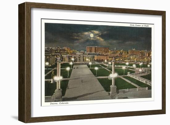 Night, Civic Center, Denver, Colorado-null-Framed Art Print