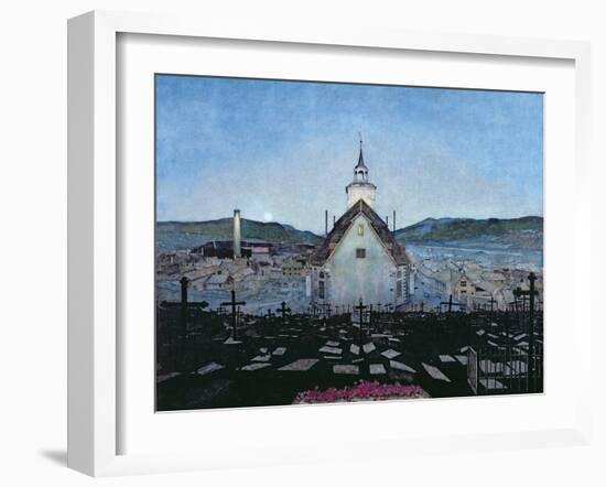 Night coloured pencil on paper-Harald Oscar Sohlberg-Framed Giclee Print