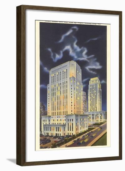Night, Courthouse and City Hall, Kansas City, Missouri-null-Framed Art Print