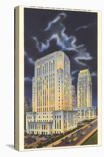 Night, Courthouse and City Hall, Kansas City, Missouri-null-Stretched Canvas