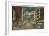 Night, Curtis Street, Denver-null-Framed Art Print