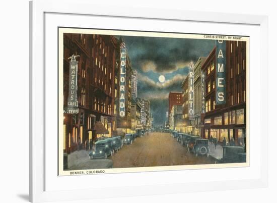 Night, Curtis Street, Denver-null-Framed Premium Giclee Print