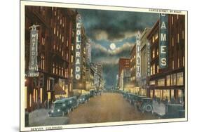 Night, Curtis Street, Denver-null-Mounted Premium Giclee Print