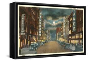 Night, Curtis Street, Denver-null-Framed Stretched Canvas