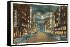 Night, Curtis Street, Denver-null-Framed Stretched Canvas