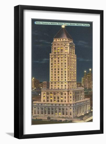 Night, Dade Courthouse, Miami, Florida-null-Framed Art Print