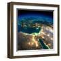 Night Earth. Africa and Middle East-Antartis-Framed Art Print