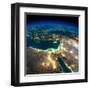 Night Earth. Africa and Middle East-Antartis-Framed Art Print