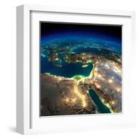 Night Earth. Africa and Middle East-Antartis-Framed Art Print