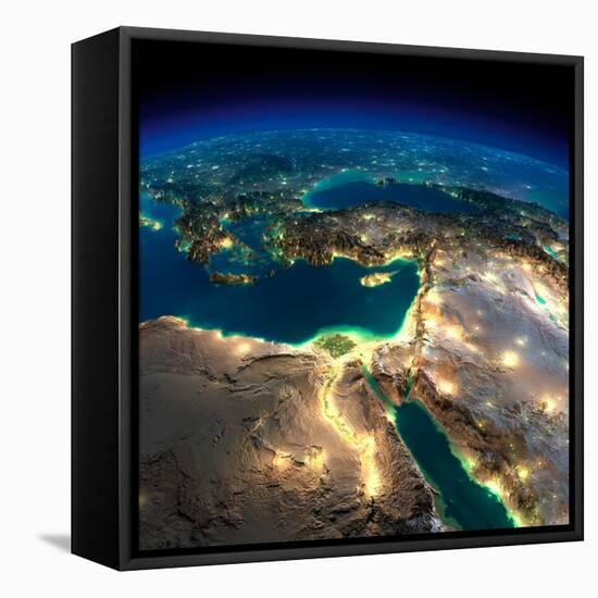 Night Earth. Africa and Middle East-Antartis-Framed Stretched Canvas