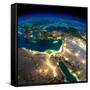 Night Earth. Africa and Middle East-Antartis-Framed Stretched Canvas