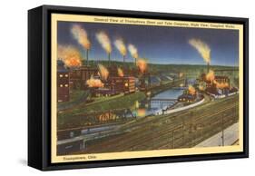 Night, Factories, Youngstown, Ohio-null-Framed Stretched Canvas