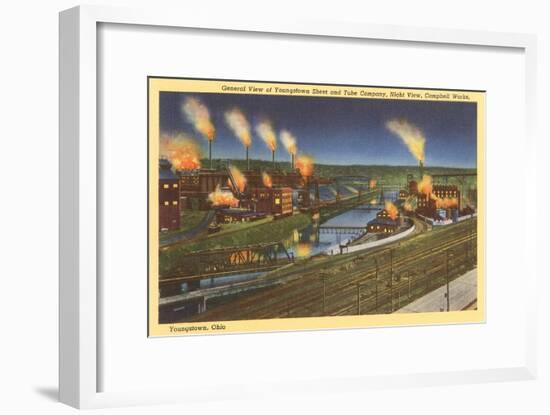 Night, Factories, Youngstown, Ohio-null-Framed Art Print