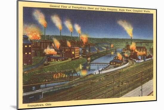 Night, Factories, Youngstown, Ohio-null-Mounted Art Print