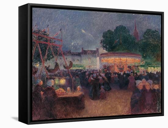 Night Fair at Saint-Pol-De-Léon-Ferdinand Loyen du Puigaudeau-Framed Stretched Canvas