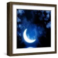 Night Fairy Tale - Bright Moon Reflected In Water-frenta-Framed Art Print