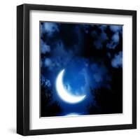 Night Fairy Tale - Bright Moon Reflected In Water-frenta-Framed Art Print