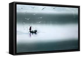Night Fishing-Paul Powis-Framed Stretched Canvas