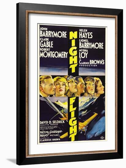 Night Flight, John Barrymore, Helen Hayes, Clark Gable, 1933-null-Framed Art Print