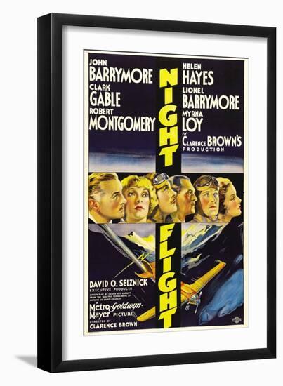 Night Flight, John Barrymore, Helen Hayes, Clark Gable, 1933-null-Framed Art Print