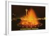 Night, Fountain, Space Needle, Seattle, Washington-null-Framed Art Print