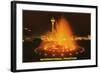 Night, Fountain, Space Needle, Seattle, Washington-null-Framed Art Print