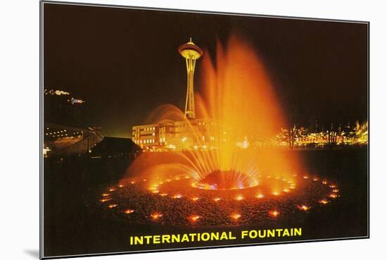 Night, Fountain, Space Needle, Seattle, Washington-null-Mounted Art Print