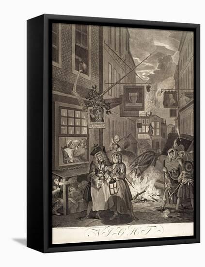 Night, from the Series "Four Times of Day", 1738-William Hogarth-Framed Stretched Canvas