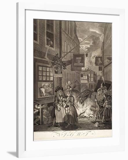 Night, from the Series "Four Times of Day", 1738-William Hogarth-Framed Giclee Print