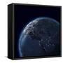 Night Globe With City Lights, Detailed Map Of Asia, Europe, Africa, Arabia-Mike_Kiev-Framed Stretched Canvas