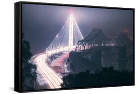 Night Glow and Oakland Bay Bridge-null-Framed Stretched Canvas